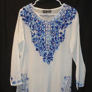 Grecian Blue and White Cover Up Or Tunic